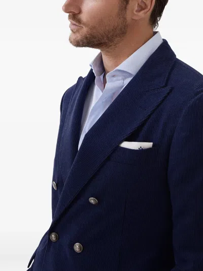 Brunello Cucinelli Deconstructed One-and-a-half-breasted Corduroy Blazer In Blue