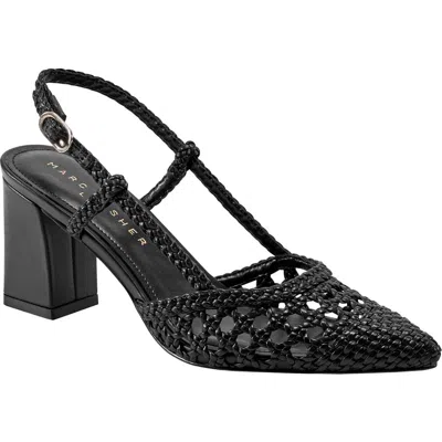 Marc Fisher Ltd Women's Zunnie Block Heel Woven Leather Slingback Pump In Black