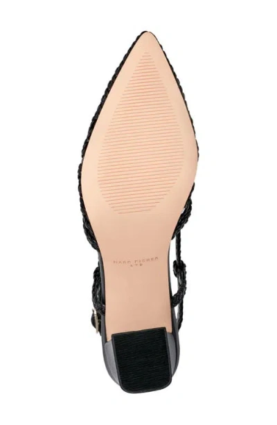 Marc Fisher Ltd Women's Zunnie Block Heel Woven Leather Slingback Pump In Black