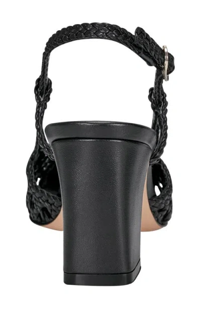 Marc Fisher Ltd Women's Zunnie Block Heel Woven Leather Slingback Pump In Black