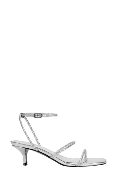 Marc Fisher Ltd Beylee Ankle Strap Kitten Heel Sandal In Silver