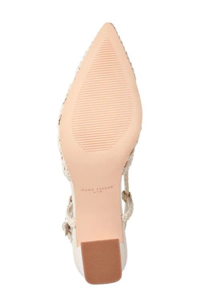 Marc Fisher Ltd Women's Zunnie Block Heel Woven Leather Slingback Pump In White