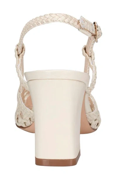 Marc Fisher Ltd Women's Zunnie Block Heel Woven Leather Slingback Pump In White