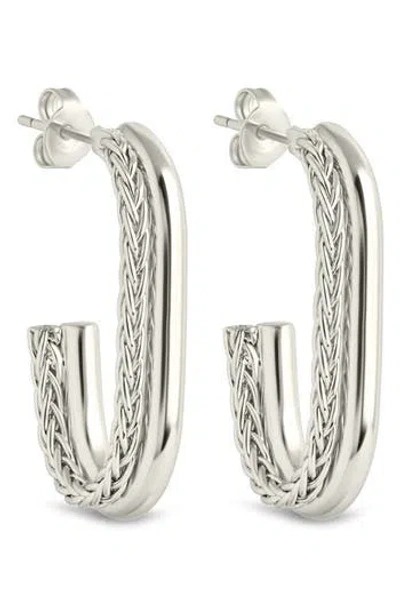 Sterling Forever Callista Braided Hoop Earrings In Metallic
