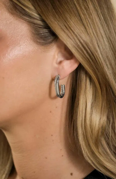 Sterling Forever Callista Braided Hoop Earrings In Metallic