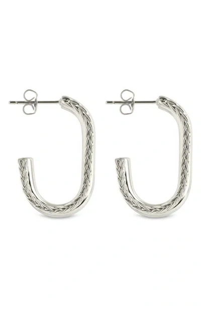 Sterling Forever Callista Braided Hoop Earrings In Metallic