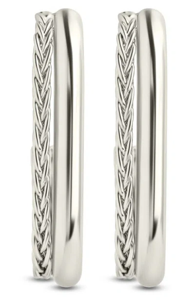 Sterling Forever Callista Braided Hoop Earrings In Metallic
