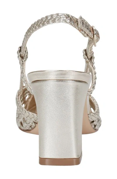 Marc Fisher Ltd Women's Zunnie Block Heel Woven Leather Slingback Pump In Silver