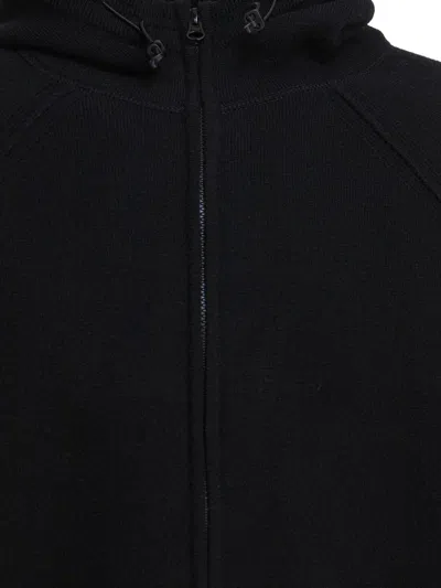 C.p. Company Signature Lens Zip-up Cardigan With Hood In Black