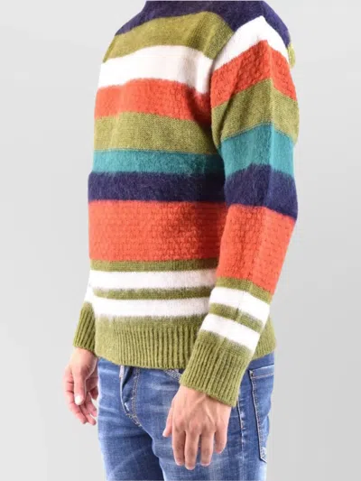 Dsquared2 Wool-blended Fuzzy Pullover With Striped Pattern In Multi