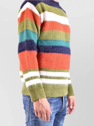 Dsquared2 Wool-blended Fuzzy Pullover With Striped Pattern In Multi