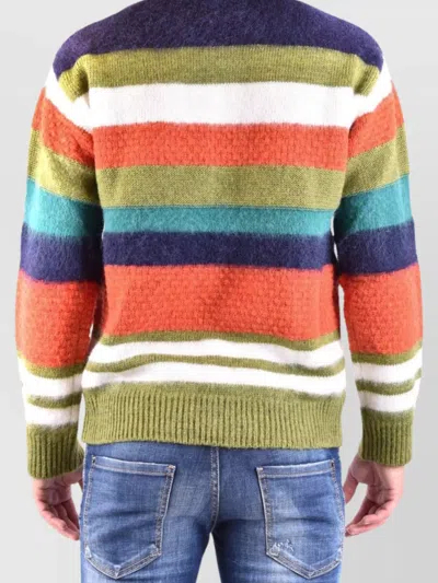 Dsquared2 Wool-blended Fuzzy Pullover With Striped Pattern In Multi