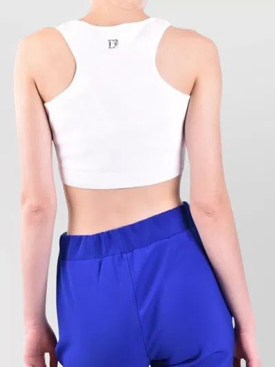 Dsquared2 Short Cut-out Round Neck Sleeveless Top In White
