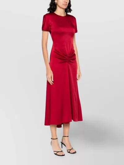 Victoria Beckham Fuchsia Pink Midi Dress With Gathered Waist In Red