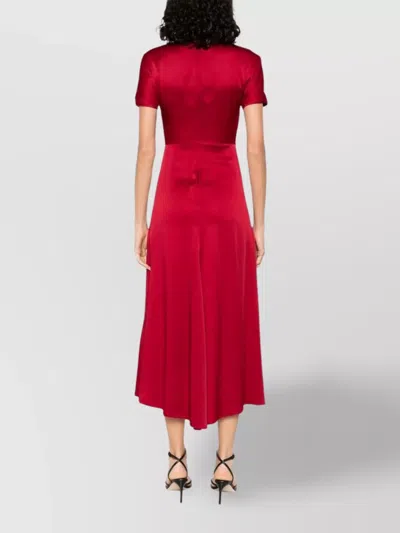 Victoria Beckham Fuchsia Pink Midi Dress With Gathered Waist In Red