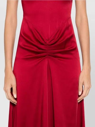 Victoria Beckham Fuchsia Pink Midi Dress With Gathered Waist In Red