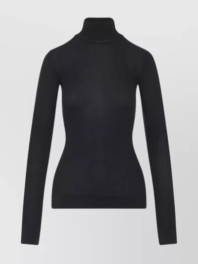 Lemaire High Neck Long Sleeve Button Cardigan In Black