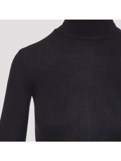 Lemaire High Neck Long Sleeve Button Cardigan In Black