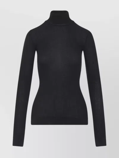 Lemaire High Neck Long Sleeve Button Cardigan In Black