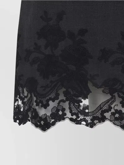 Ermanno Scervino Sheer Neckline Sleeveless Floral Lace Mini Dress In Black