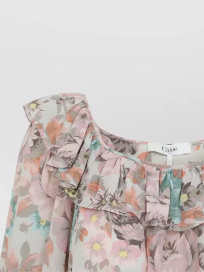 Chloé Bouquet-printed Organic Silk Crepe De Chine Mini Cape Dress In Multi