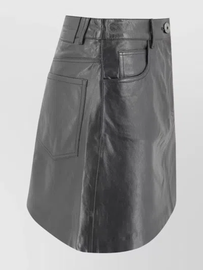 Weekend Max Mara Leather A-line Skirt With Patch And Side Pockets In Black