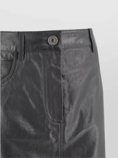 Weekend Max Mara Leather A-line Skirt With Patch And Side Pockets In Black