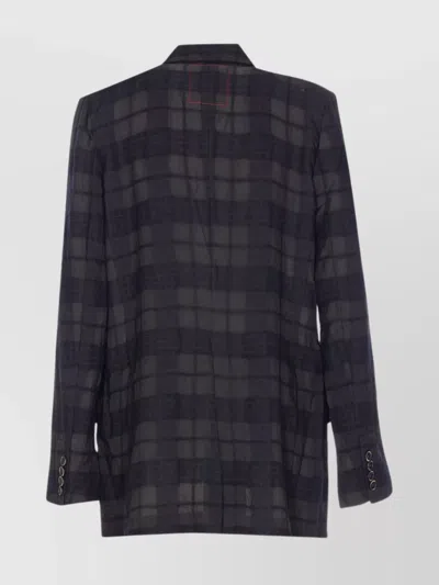 Uma Wang Long Blazer With Notched Lapels And Pockets In Black