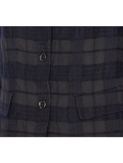 Uma Wang Long Blazer With Notched Lapels And Pockets In Black