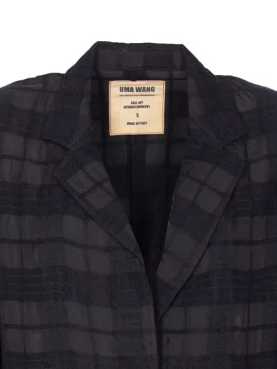 Uma Wang Long Blazer With Notched Lapels And Pockets In Black