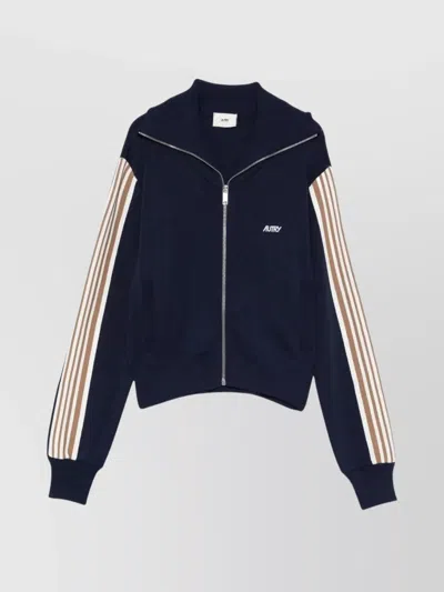 Autry High Neck Zip-up Sweatshirt In Blue