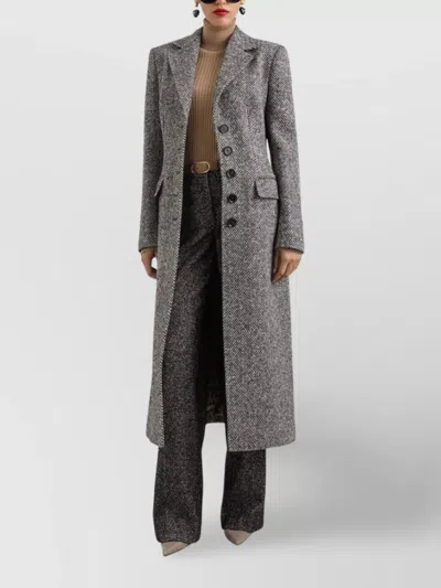 Dolce & Gabbana Single-breasted Wool Chevron Coat In Gray