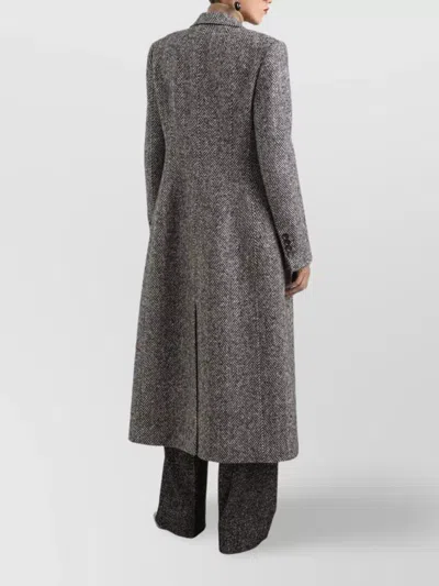 Dolce & Gabbana Single-breasted Wool Chevron Coat In Gray