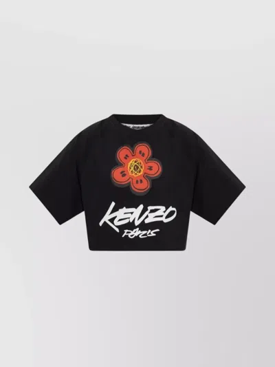 Kenzo Cropped T-shirt "futura" In Black