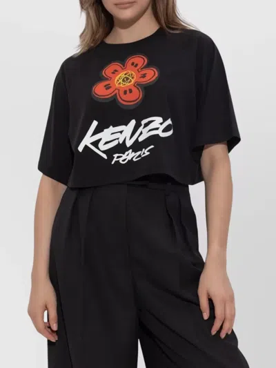 Kenzo Cropped T-shirt "futura" In Black