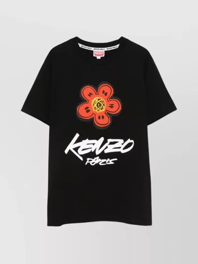 Kenzo Futura Graphic Print Boke Flower T-shirt In Black