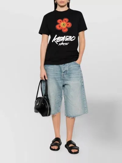 Kenzo Futura Graphic Print Boke Flower T-shirt In Black
