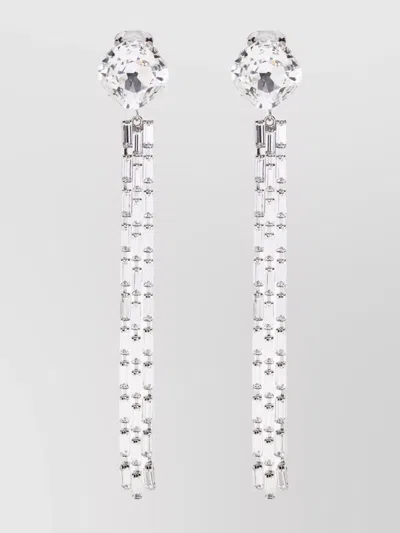 Alessandra Rich Silver Fringed Earrings In Metallic