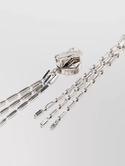 Alessandra Rich Silver Fringed Earrings In Metallic