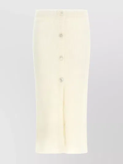 Alessandra Rich Mohair Skirt With Ribbed Waistband And Button Detailing In Metallic