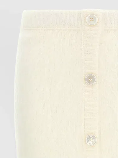 Alessandra Rich Mohair Skirt With Ribbed Waistband And Button Detailing In Metallic