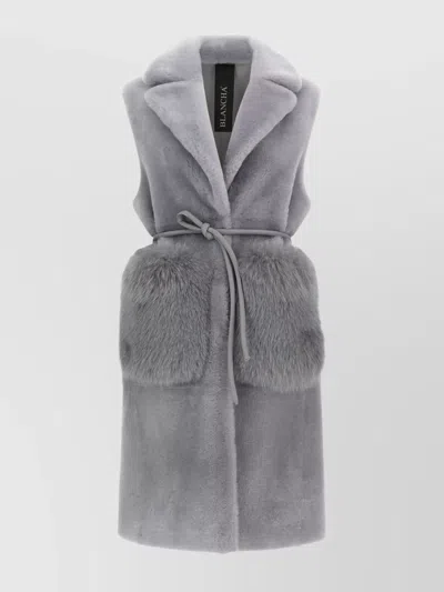 Blancha Straight-volpe Shadow Belted Shawl Collar Vest In Gray