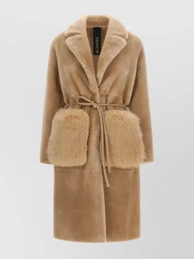 Blancha Merino Straight-volpe Fur Beige In Neutral