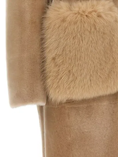 Blancha Merino Straight-volpe Fur Beige In Neutral
