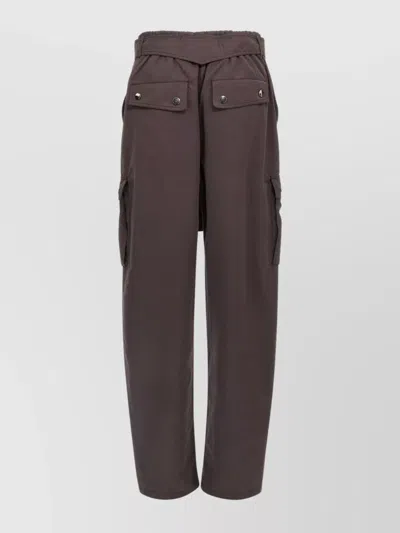 The Andamane Waist Belted Cargo Pants Button Elastic In Brown
