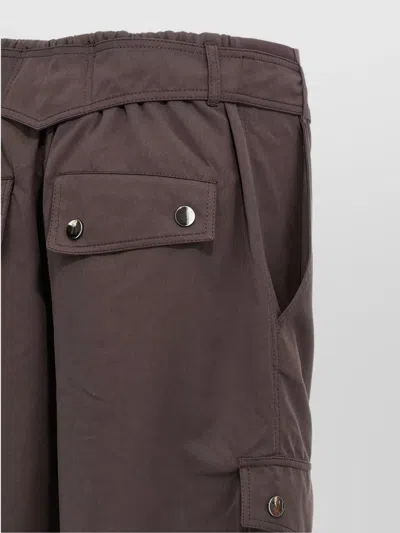 The Andamane Waist Belted Cargo Pants Button Elastic In Brown