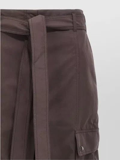The Andamane Waist Belted Cargo Pants Button Elastic In Brown