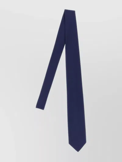 Barba Napoli Slim Textured Fabric Tie Design In Blue