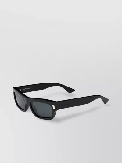Saint Laurent Rectangular Sunglasses Thick Temples In Black