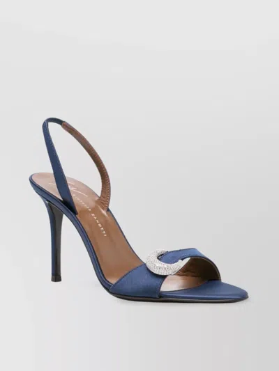 Giuseppe Zanotti Satin Heel Sandals Embellished Buckle In Blue